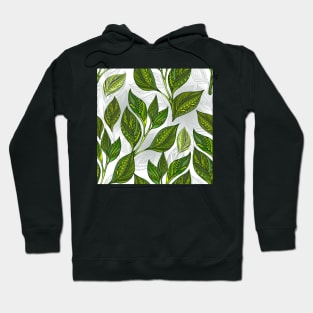 Seamless Pattern with Green Tea Leaves Hoodie